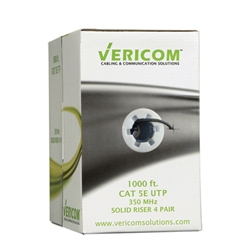 Vericom 1000ft Box CAT5e U/UTP Solid Riser CMR - Black