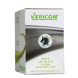 Vericom 1000ft Box CAT5e U/UTP Solid Riser CMR - Yellow