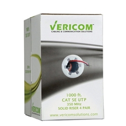 Vericom 1000ft Box CAT5e U/UTP Solid Riser CMR - Red